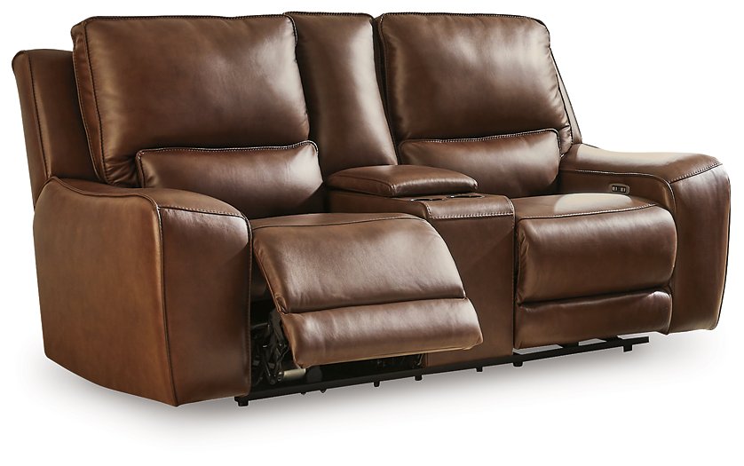 DeepWakes Power Reclining Loveseat with Console - Hello Home Furniture & Mattress (Longmont, CO)