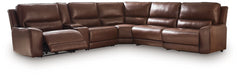 DeepWakes Reclining Sectional with Storage Console - Hello Home Furniture & Mattress (Longmont, CO)