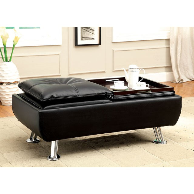 HAUSER II Black/Chrome Ottoman, Black