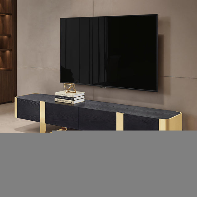 Leknes TV Stand Black w/ Gold Frame
